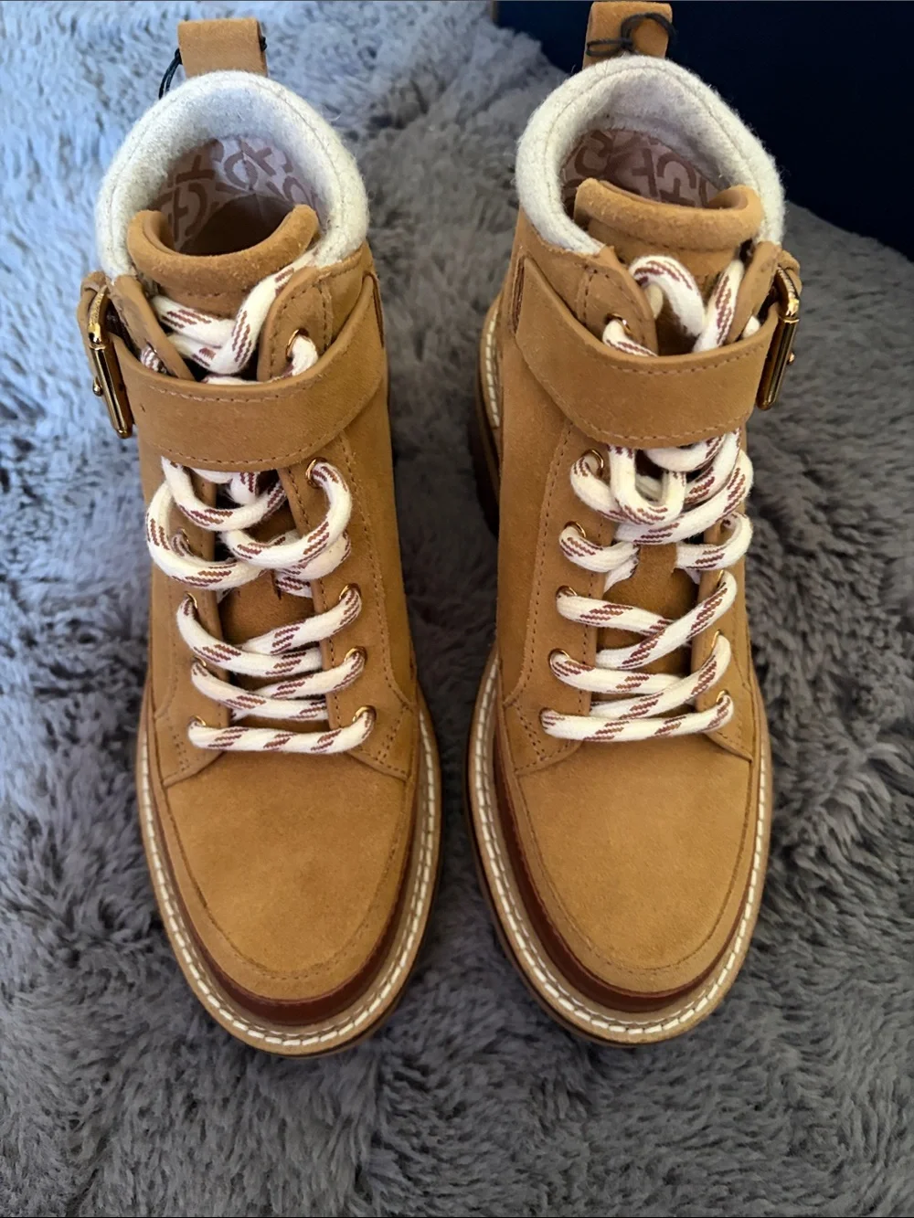 Cole Haan Shibley Waterproof Lace Up Booties in Golden Honey Suede (NWT) - Picture 4 of 15
